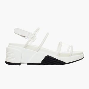 Call It Spring Ethussa Vegan Womens Black & White Wedge Sandals Size 7.5